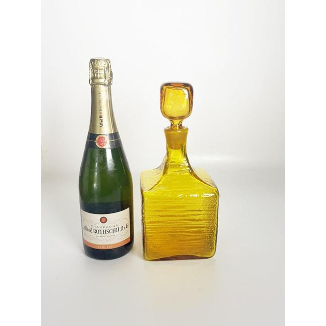 Yellow Glass Bottle with Stopper, France, 1970s For Sale - Image 3 of 12