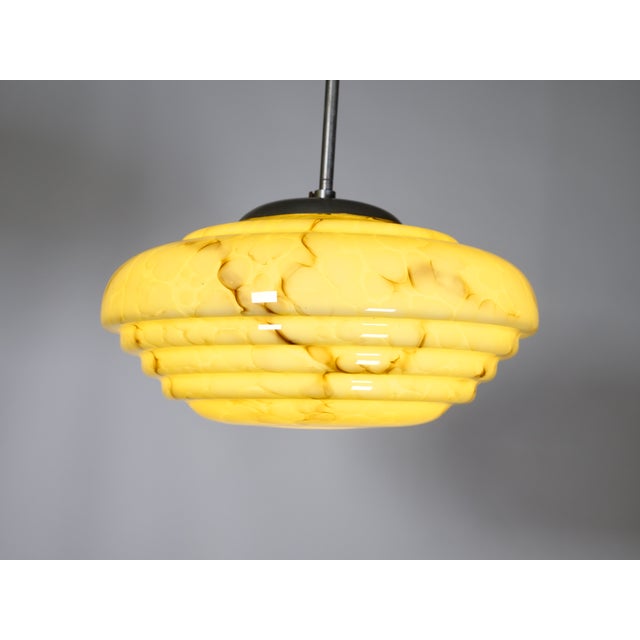 Mid-Century Modern Art Deco Ceiling Lamp in Opal Glass, 1920s For Sale - Image 3 of 13