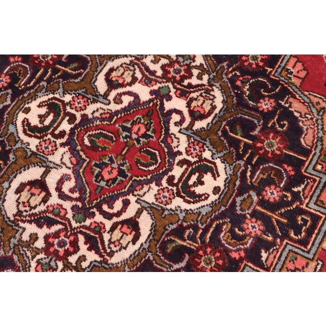Shabby Chic Persian Tabriz Red/Blue Wool Rug - 7'3'' X 10'9'' For Sale - Image 4 of 10