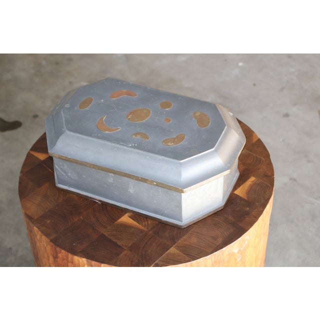 Unique English Antique Pewter and Brass Box For Sale In Los Angeles - Image 6 of 18