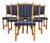 6 Blue Danish Modern Oak Dining Chairs Set Circa 1960's. For Sale