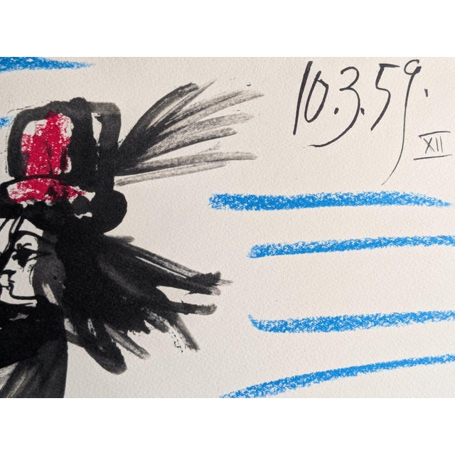 Pablo Picasso Pablo Picasso, The Knight Girl (Jacqueline Riding), 1961, Lithographs in Color, Set of 2 For Sale - Image 4 of 13