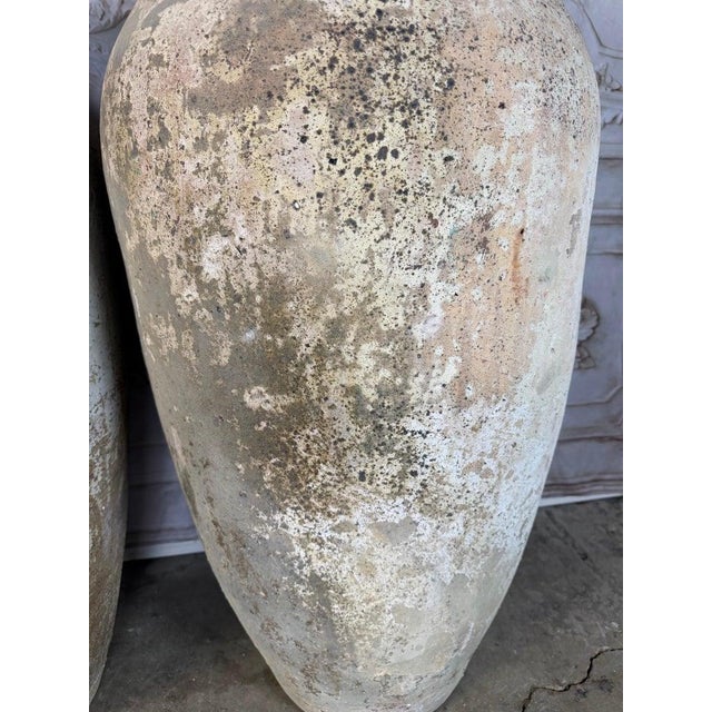 Pair of Monumental Terracotta Olive Jars With Weathered Patina For Sale - Image 13 of 17