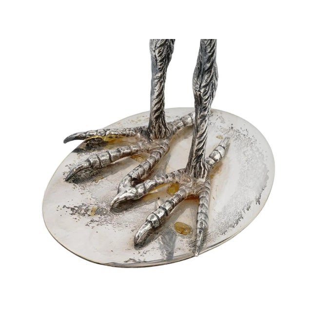 Matched Pair Antique Silver and Coconut Exotic Bird Figurines For Sale - Image 9 of 9