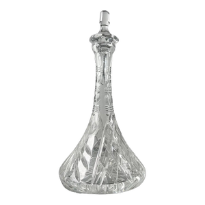 Classic European Cut Crystal Decanter With Faceted Stopper, 14″ H