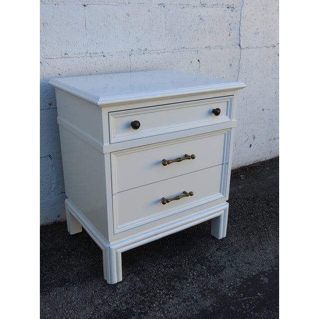 Hollywood Regency Brass Bamboo Handles Tall Nightstands End Tables a Pair 6352 For Sale - Image 4 of 18