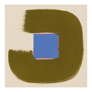 Olive Green and Blue Abstract Modern Art Print, Square, 24 X 24 Unframed Print For Sale