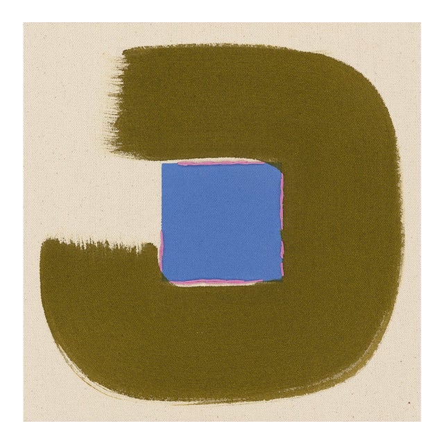 Olive Green and Blue Abstract Modern Art Print, Square, 24 X 24 Unframed Print For Sale