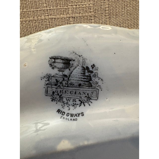 Antique Mid-19th Century Ridgways “Grecian” Blue Transferware Graduated Platters (15”, 17”, & 19”) - Set of 3 For Sale - Image 11 of 12