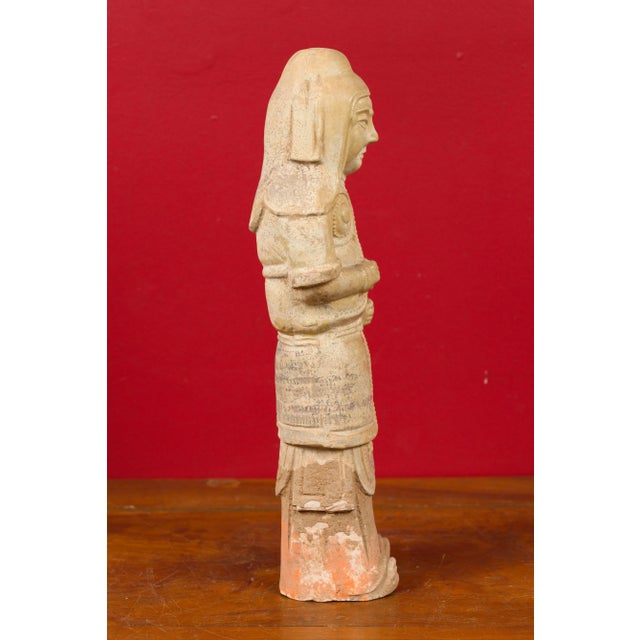 Chinese Tang Dynasty Terracotta Warrior with Straw Glaze For Sale - Image 10 of 12