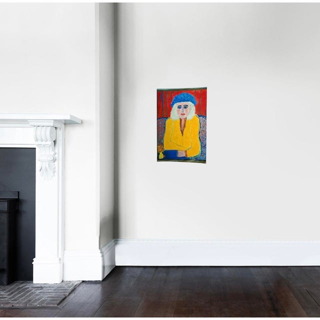 California self-taught artist JoAnne Fleming, (American, b. 1930), painted this wonderful portrait of a woman wearing a...