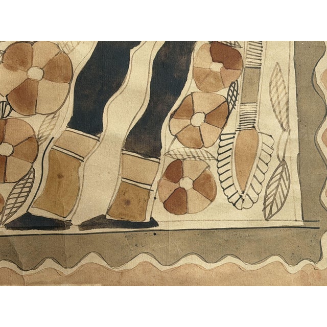 Madhubani Jitwarpur Indian Artist, Figurative Scene, Drawing with Natural Pigments, 1970s For Sale - Image 4 of 9