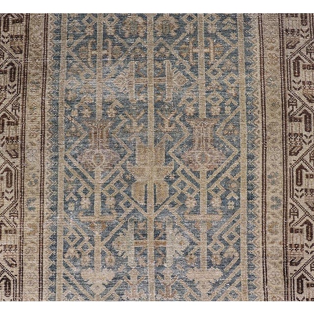 Early 20th Century Long Antique Persian Malayer Runner in Gray, Blue, Green With All-Over Design For Sale - Image 5 of 13