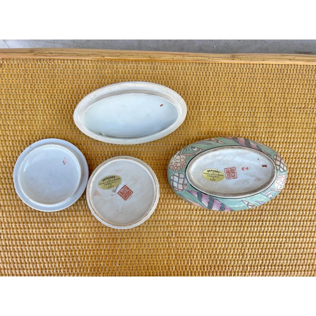 Vintage Asian Cloisino Turquoise Ceramic Boxes - Set of 2 For Sale - Image 9 of 10