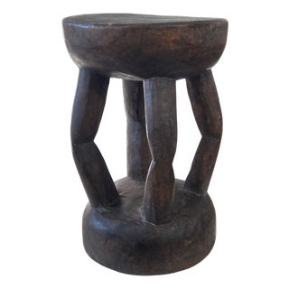 African Vintage Carved Wood Milk Stool Hehe Gogo People Tanzania 13.75" H For Sale