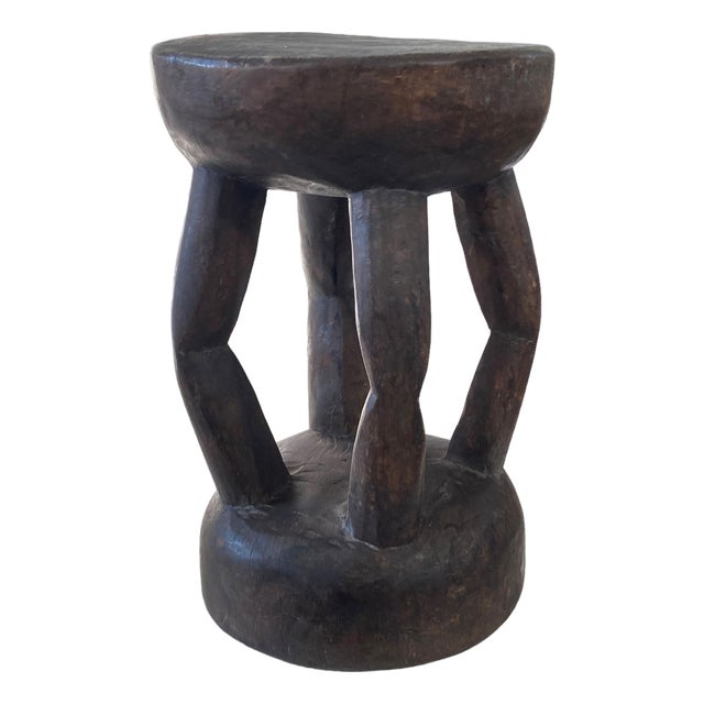 African Vintage Carved Wood Milk Stool Hehe Gogo People Tanzania 13.75" H For Sale