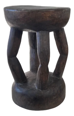 African Vintage Carved Wood Milk Stool Hehe Gogo People Tanzania 13.75" H
