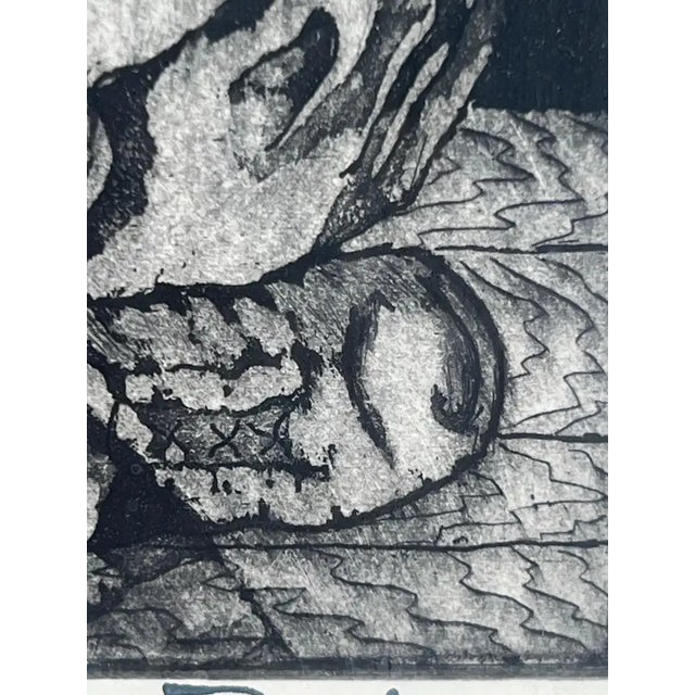 1950s Figurative Abstract Etching on Paper Titled Companions by Jospeh Passalacqua 1950's For Sale - Image 5 of 9