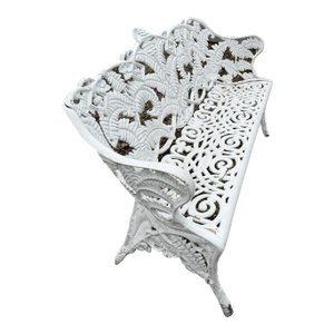 Antique Fern and Berry Cast Iron Bench and Chair, 2 Pieces