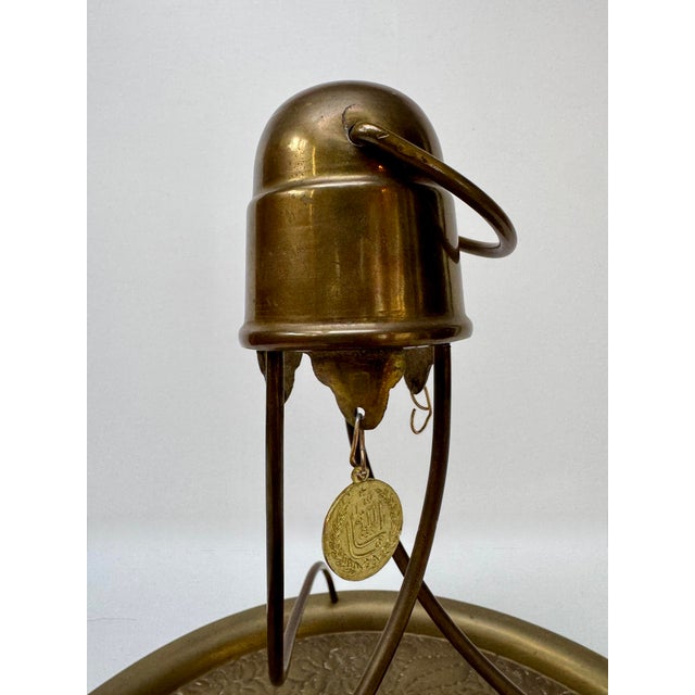 Mid 20th Century Vintage Brass Turkish Coffee Serving Tray With Carry Handle For Sale - Image 5 of 11