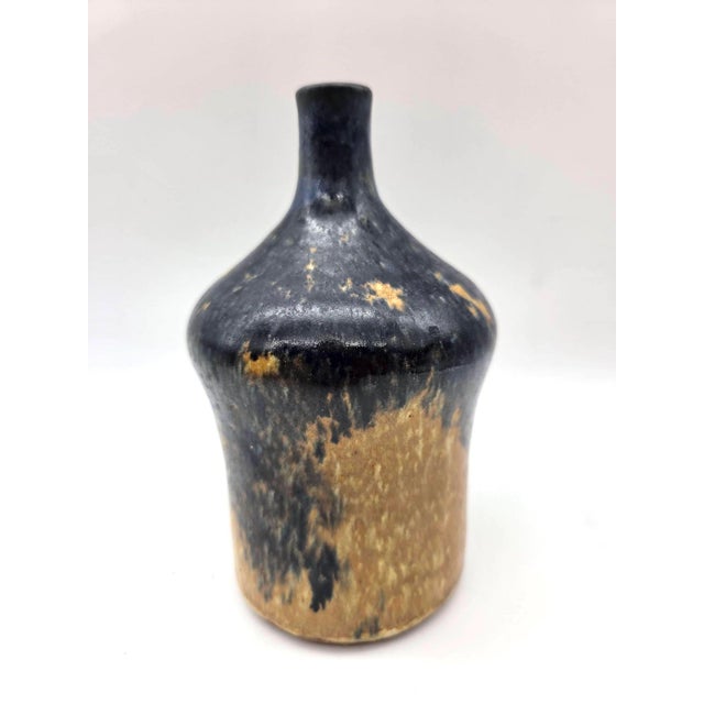 1970s Artisan Signed Studio Pottery Glazed Stoneware Bud Vase For Sale - Image 4 of 11