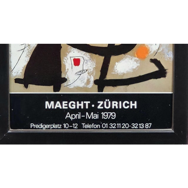 Original 1979 Jean Miró Limited Edition Exhibition Lithograph, Galerie Maeght Zurich- Custom Framed. For Sale - Image 4 of 7