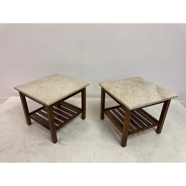 Brown Brazilian Side Tables with Marble Tops, 1960s, Set of 2 For Sale - Image 8 of 17