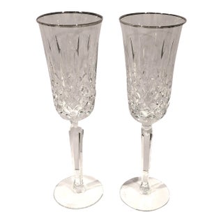 Vintage Kelsey Waterford Crystal Toasting Wedding Champagne Glasses - a Pair For Sale