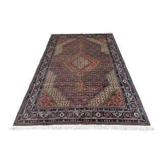 Hand-Knotted Herati Mahi Medallion Wool Rug, Navy Field, 9'11" X 6'8" For Sale