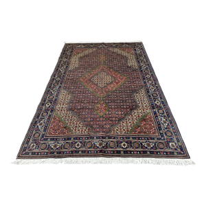 Hand-Knotted Herati Mahi Medallion Wool Rug, Navy Field, 9'11" X 6'8"