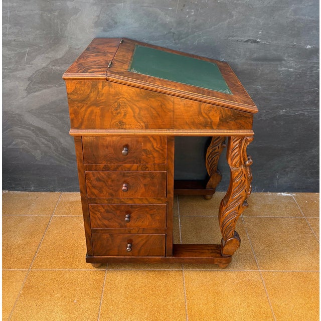 English Regency Revival Burr Walnut Davenport Desk, 20th Century For Sale - Image 11 of 11