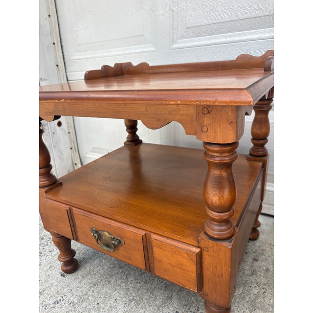 Vintage Maple Nightstands | Pair of Early American Bedside Tables For Sale - Image 9 of 12