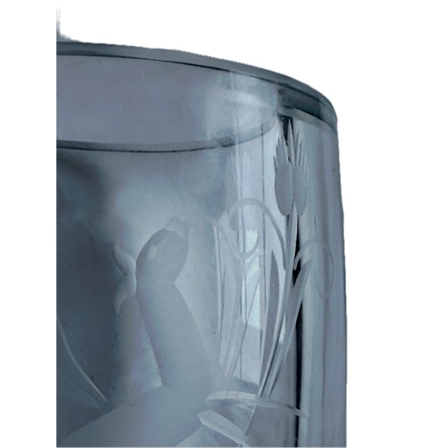 Glass Vintage Art Deco Leaping Gazelle Crystal Vase For Sale - Image 7 of 8