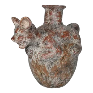 Early 20th Century Colima Dog Effigy Vessel Large Hand Molded Pottery Jug