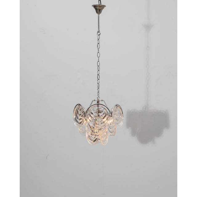 Mid-Century Modern 20th Century Italian Mid-Century Murano Style Glass Disc Chandelier For Sale - Image 3 of 18