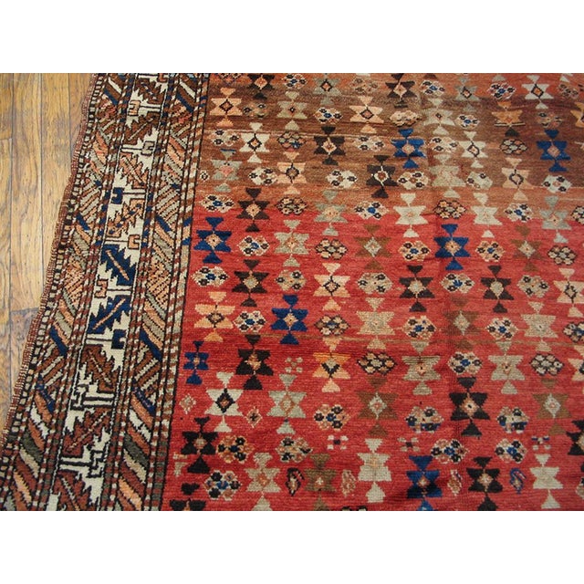 1930s Salmon Geometric Tribal Antique n.w. Persian Rug 4'10" X 11 Handknotted Wool Carpet For Sale - Image 4 of 6
