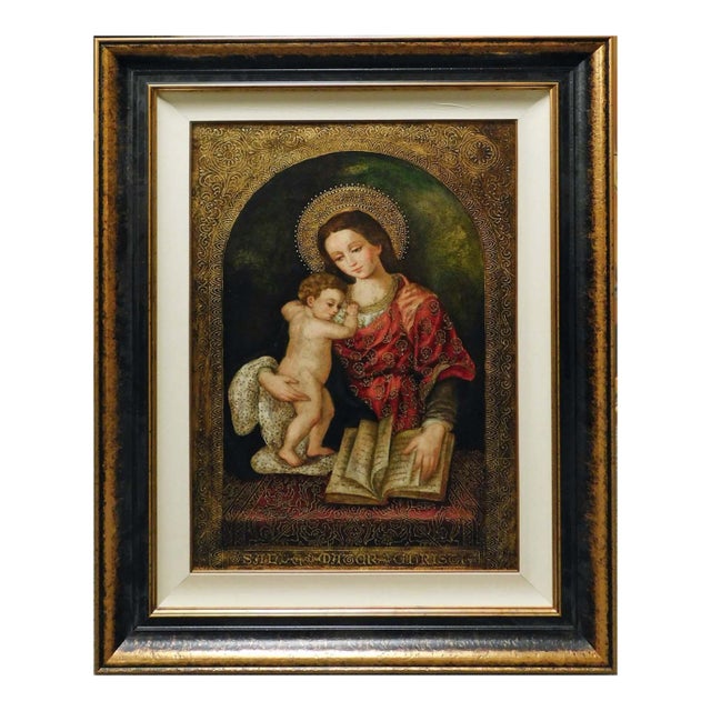 Diana Mendoza"Madonna" Mother and Child Original Oil Custom Framed For Sale