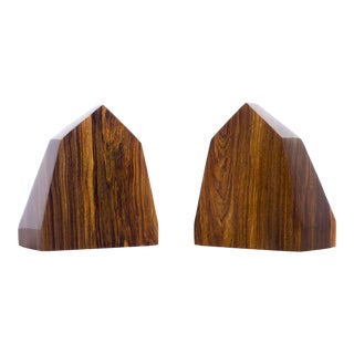 Solid Rosewood Obelisk Bookends For Sale