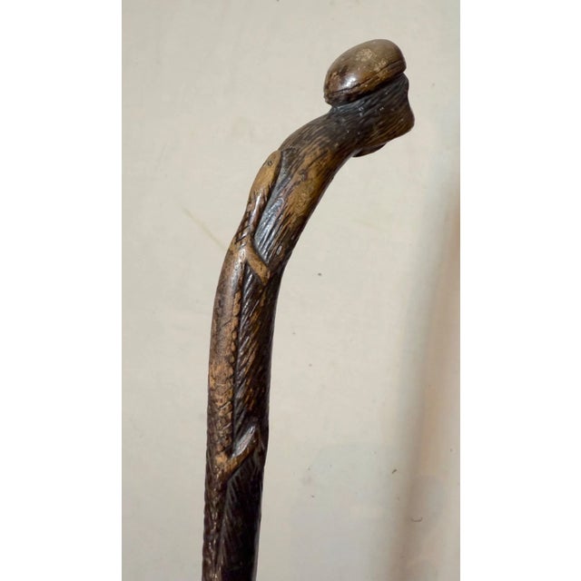 Share Antique 19th Century Hand Carved Folk Art Monkey Lizard Walking Stick Cane For Sale In New York - Image 6 of 16