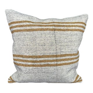 Turkish Hemp Pillow Cushion Natural Beige Yellow Cushion Cover 20"x20" For Sale