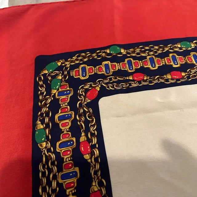 Elegant 1980s Silk French Carré Scarf by Chanel For Sale - Image 6 of 12