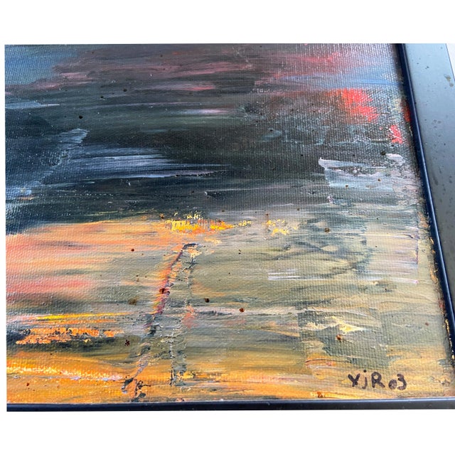 Abstract Acrylic on Canvas Framed / Signed Yjr 16" by 16" For Sale In New York - Image 6 of 7