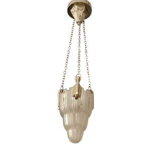 French Art Deco Pendant Chandelier Signed by Sabino