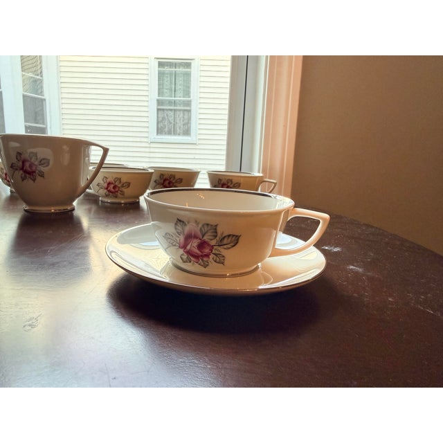 1950s Mid-Century Modern “Normandy Rose” Parisienne by Royal Jackson. 12 - Person 81 Piece Set For Sale In Providence - Image 6 of 7