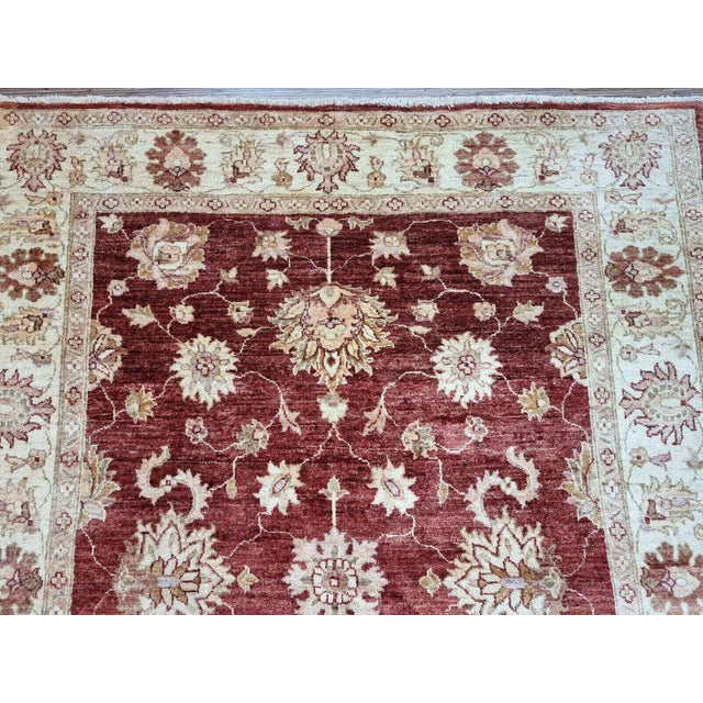 Textile Handmade Vintage Afghan Zigler Rug 5.1' X 6.4', 1980s For Sale - Image 7 of 11