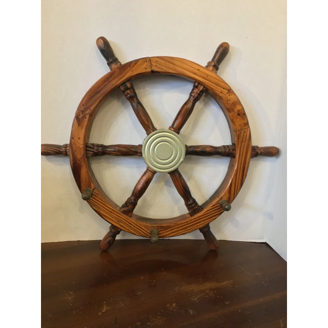 Vintage Wood Ship's Wheel Wall Hooks. Peg or knob or style hangers for robe, towels, keys, dog leash. Perfect vertical...