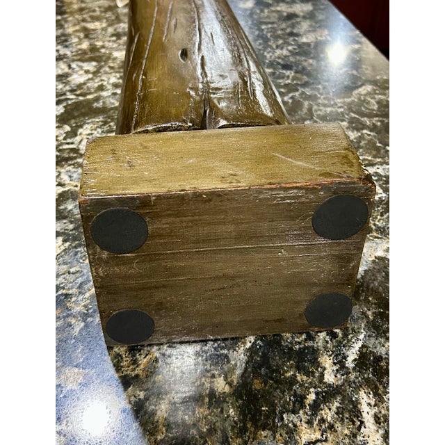 Religious Pair of Vintage Wooden Standing Buddha Statues For Sale - Image 3 of 9