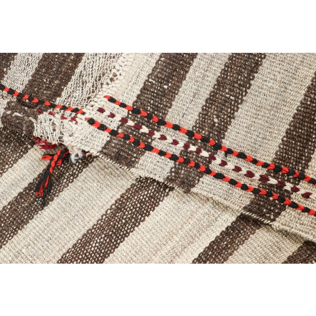 Textile Vintage Jajim Qashqai Persian Kilim With Taupe and Off-White Stripes - Rug & Kilim For Sale - Image 7 of 7