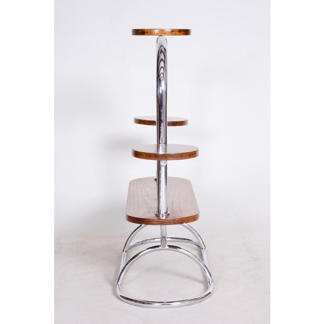 Bauhaus Flower Stand in Oak & Chrome, Czech, 1930s For Sale - Image 11 of 15