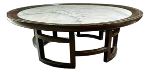 1960s Vintage Marble Round Coffee Table James Mont Style